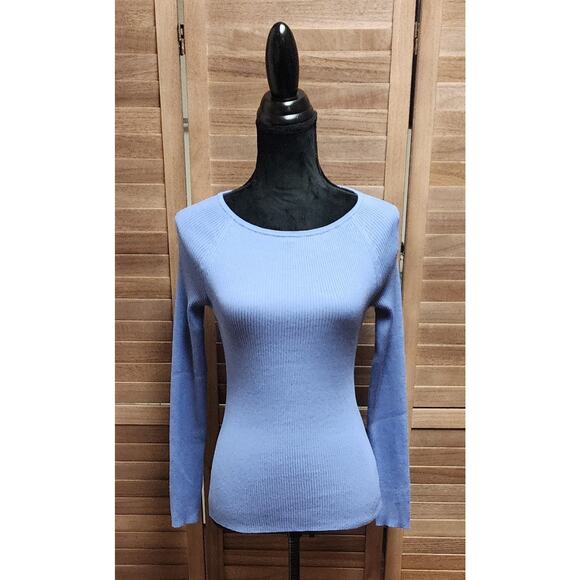 41 Hawthorn New Womens Small Blue Dallas Ribbed Boatneck Sweater Long-Sleeve Top - Picture 1 of 6